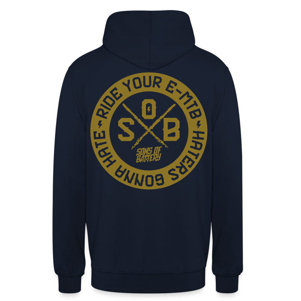 "Haters" - Gold - Sons of Battery - Unisex Hoodie - Navy