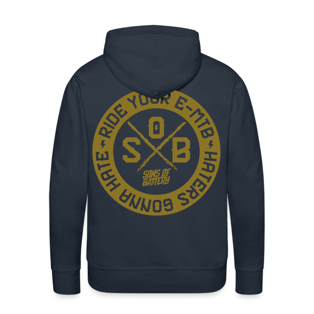 "Haters" - Gold - SONS OF BATTERY - Men’s Premium Hoodie - Navy