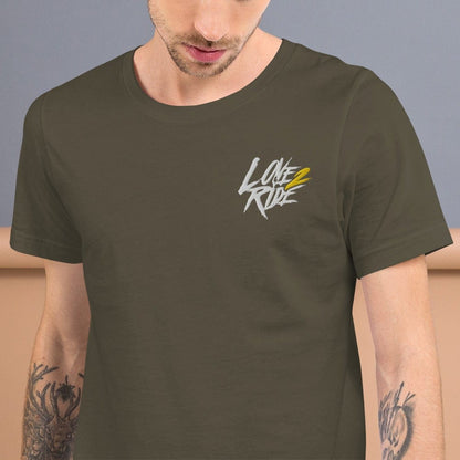 Printful Armee / S Love 2 Ride gesticktes - Kurzärmeliges Unisex-T-Shirt E-Bike-Community