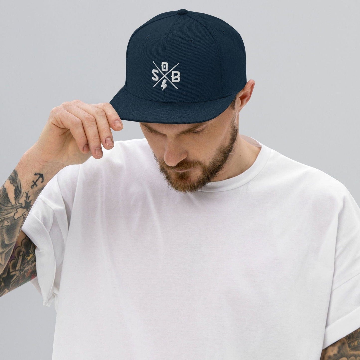 Printful Dunkles Navy Cross - Snapback-Cap E-Bike-Community