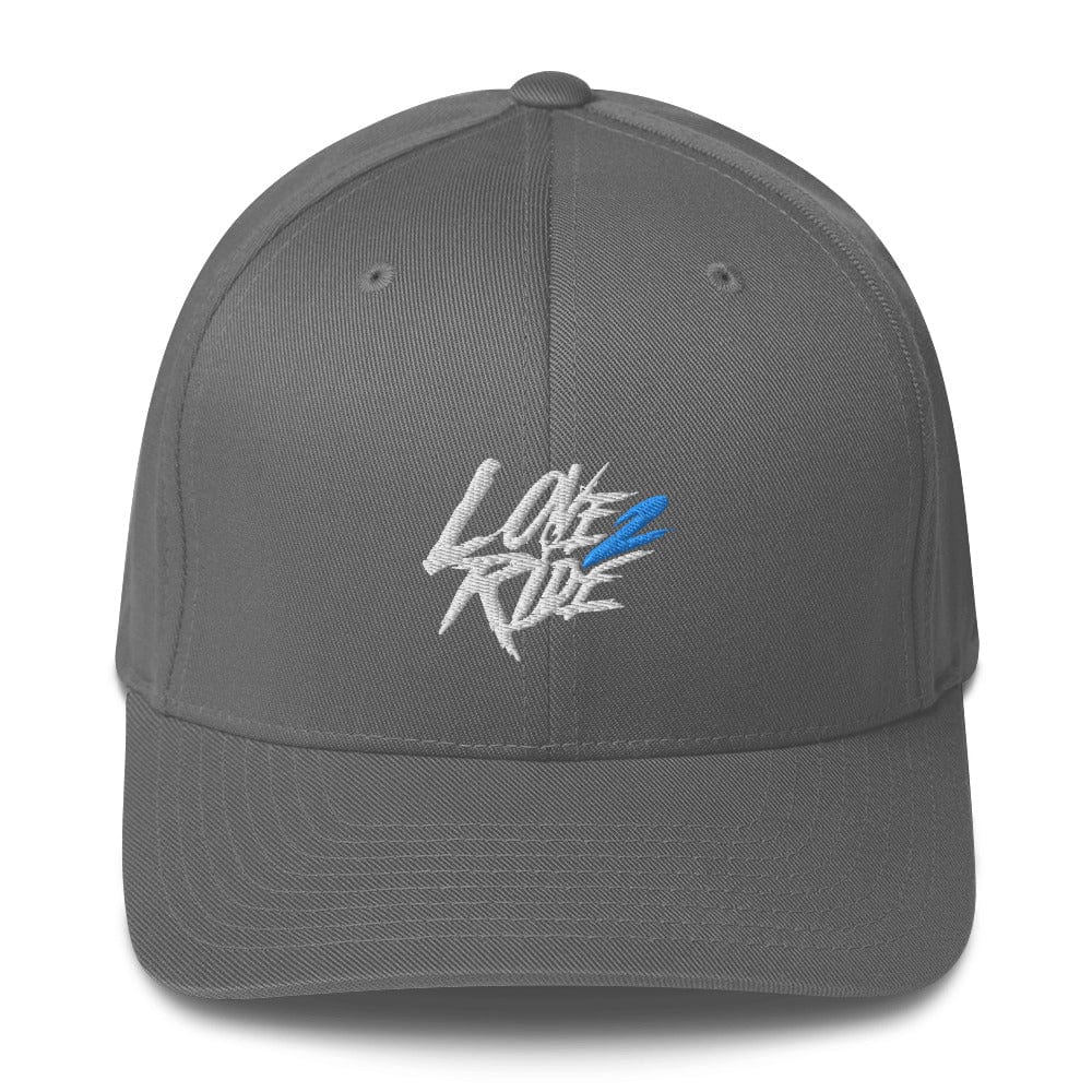 Printful Grau / S/M Love 2 Ride blue - Flexfit Cap E-Bike-Community