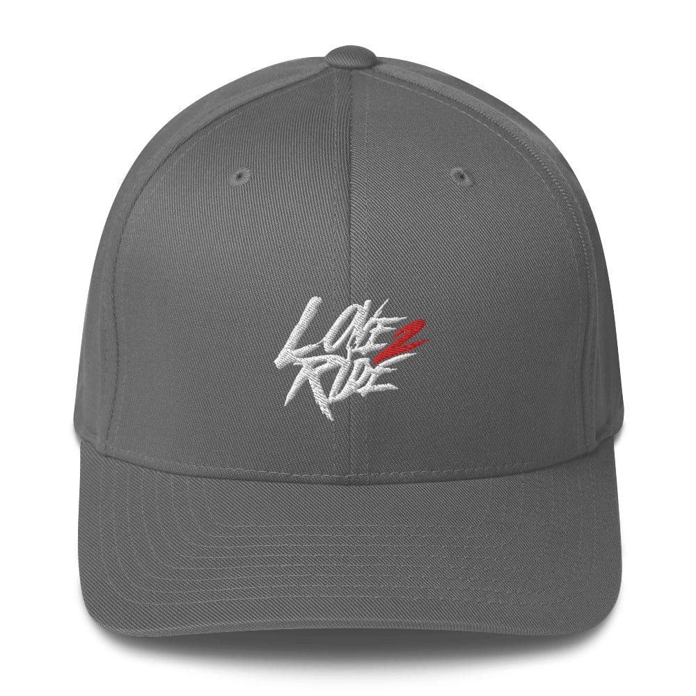 Printful Grau / S/M Love 2 Ride - Flexfit Cap (Stick Front) E-Bike-Community