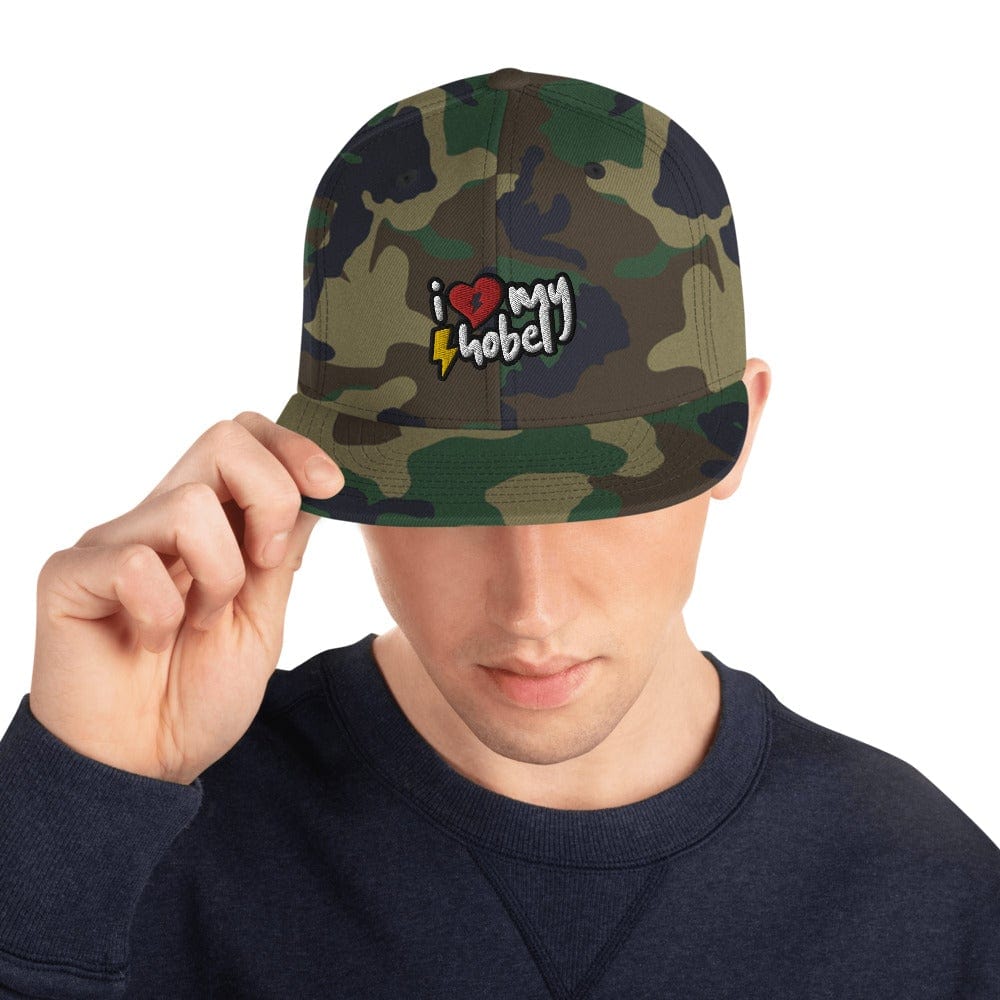 Printful Grün Camouflage SoB - Snapback-Cap - I love my Hobel E-Bike-Community