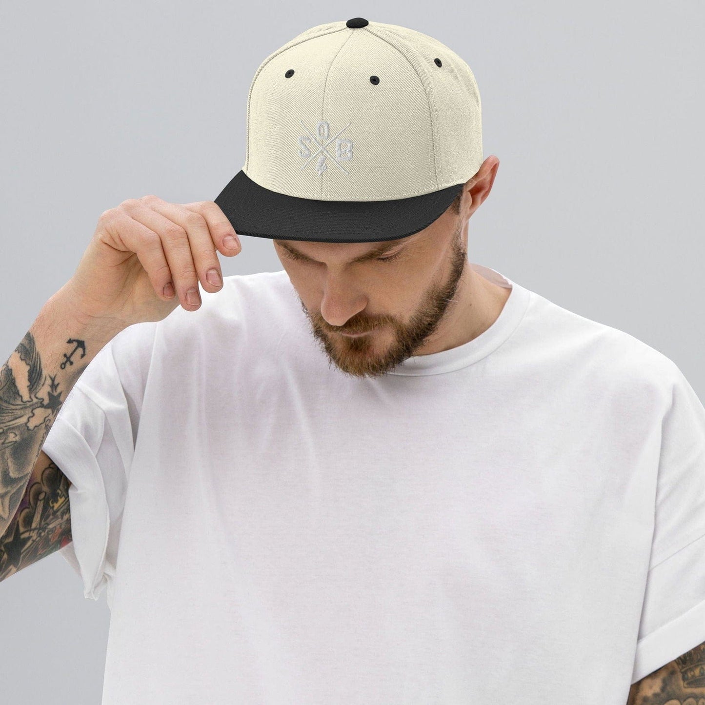 Printful Natürlich/ Schwarz Cross - Snapback-Cap E-Bike-Community