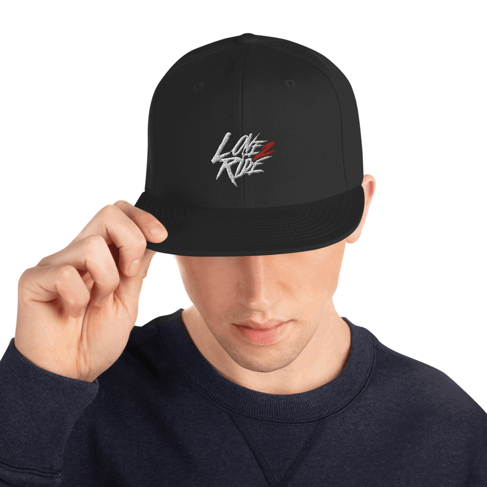 Printful Schwarz Love 2 Ride - Snapback-Cap E-Bike-Community