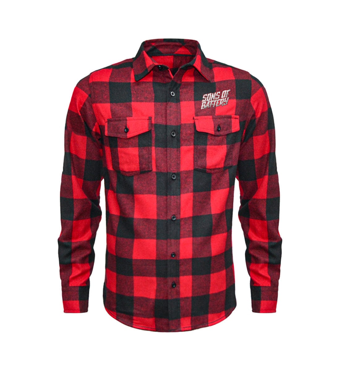 Shirtee Unisex Flanellhemd mit Stick Black/Red / S Signature - Flanellhemd  - Unisex Flanellhemd mit Stick E-Bike-Community