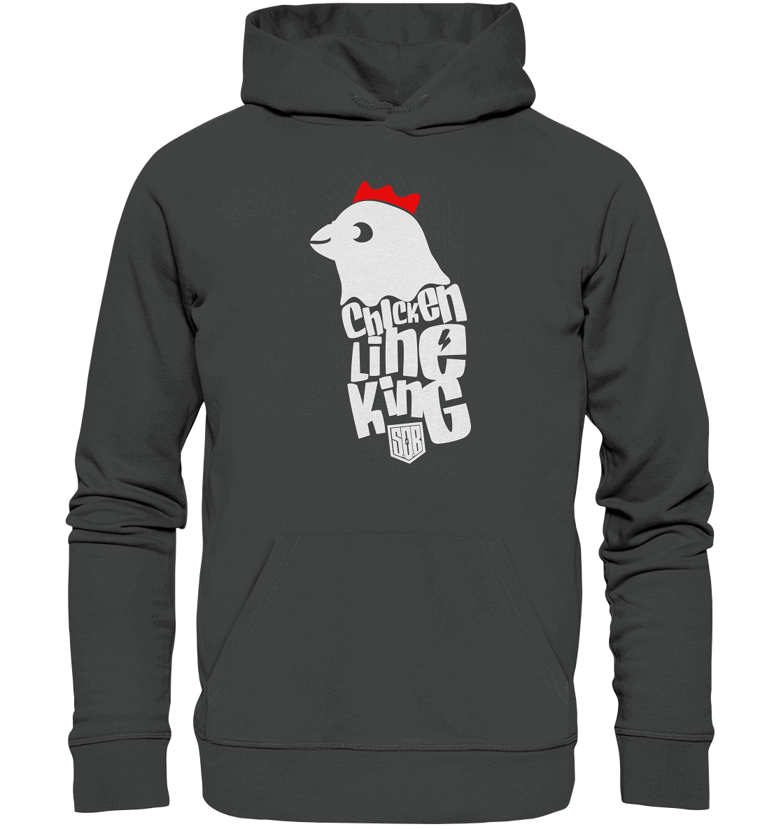 Shirtigo Hoodies Anthracite / XS Chicken Line - King - Weiß - Organic Basic Hoodie E-Bike-Community