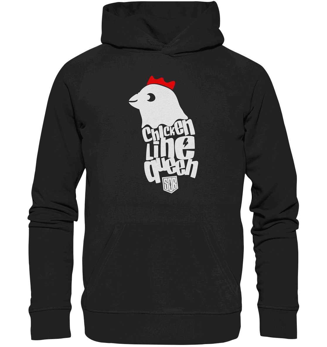 Shirtigo Hoodies Black / XS Chicken Line - Queen Weiß - Organic Hoodie E-Bike-Community