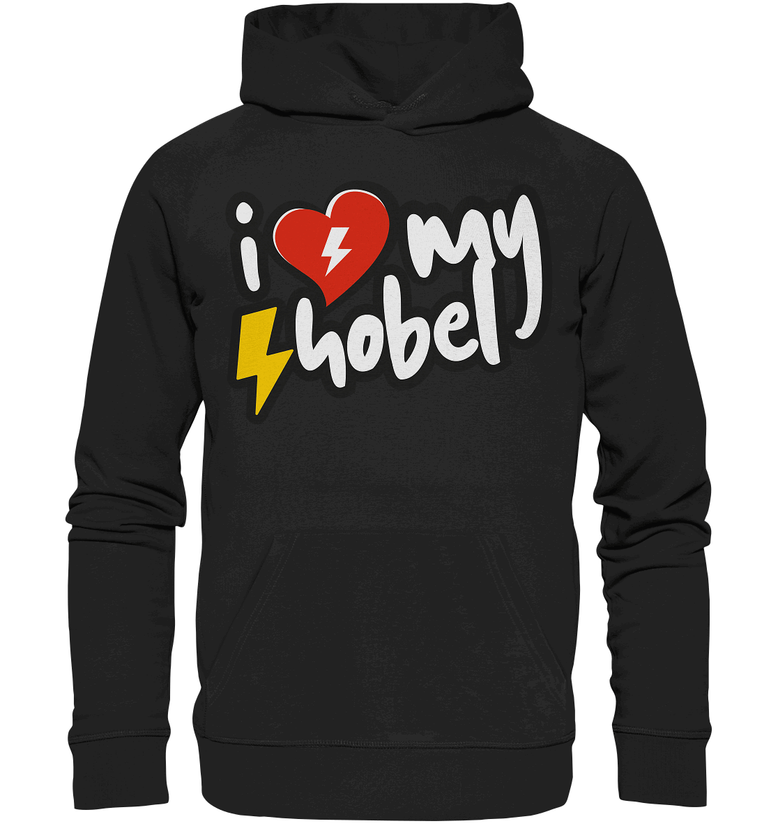 Shirtigo Hoodies Black / XS I Love my Hobel - (Flip Label) - Organic Basic Hoodie E-Bike-Community