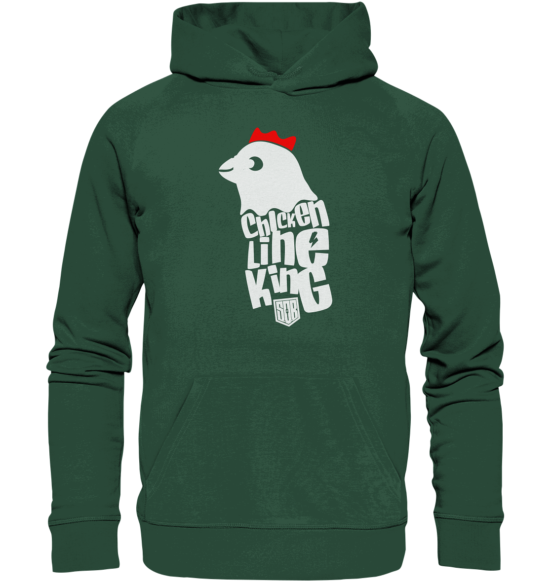 Shirtigo Hoodies Bottle Green / XS Chicken Line - King - Weiß - Organic Basic Hoodie E-Bike-Community