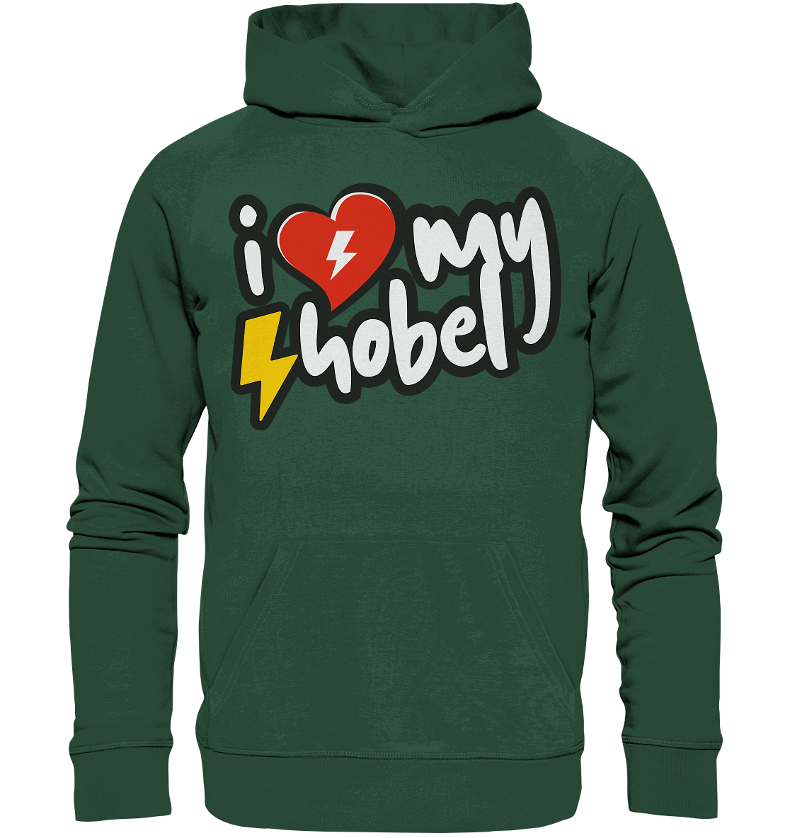 Shirtigo Hoodies Bottle Green / XS I Love my Hobel - (Flip Label) - Organic Basic Hoodie E-Bike-Community