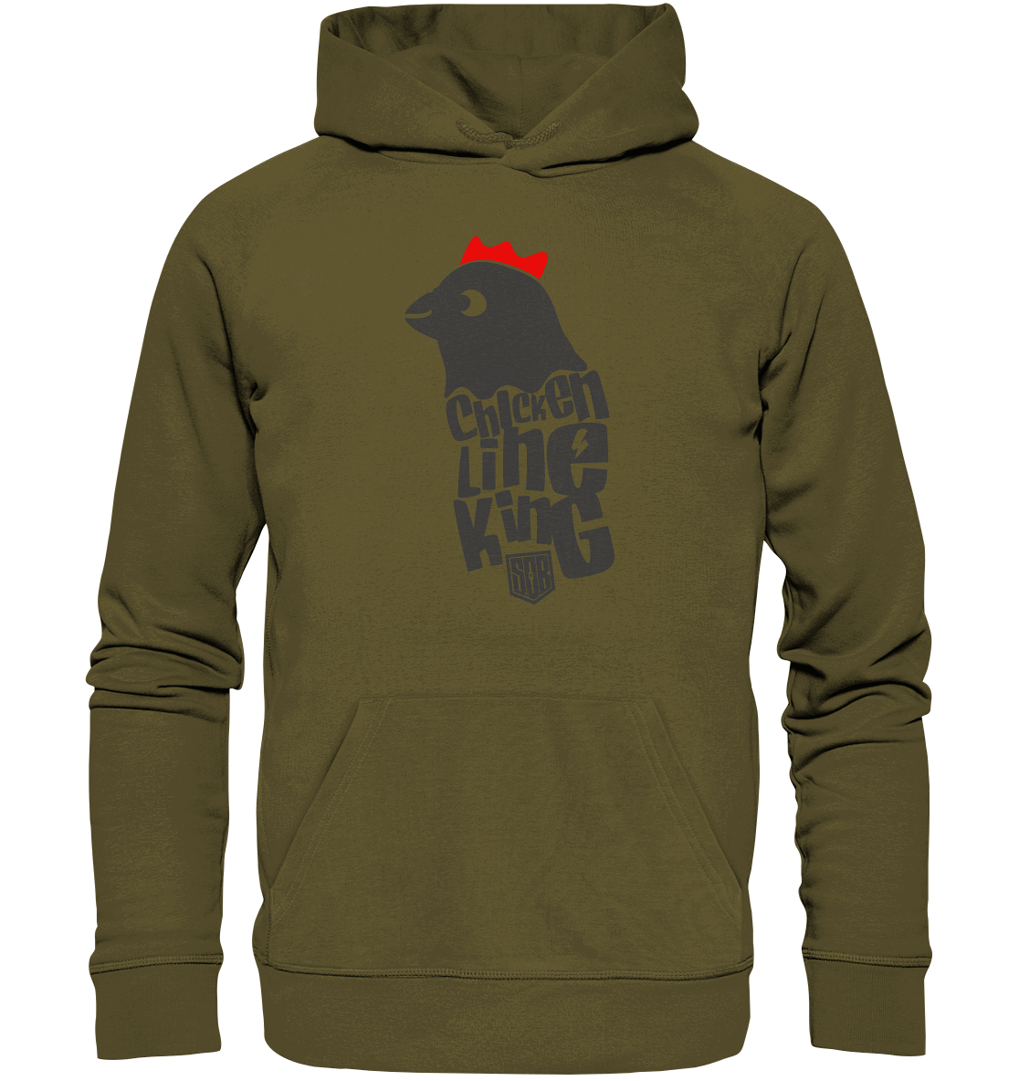 Shirtigo Hoodies British Khaki / XS Chicken Line - King  - Organic Hoodie E-Bike-Community