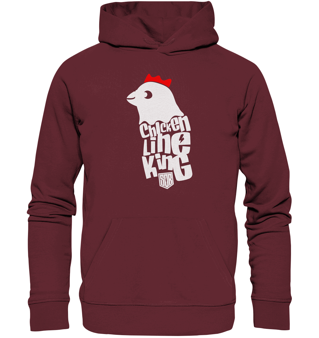 Shirtigo Hoodies Burgundy / XS Chicken Line - King - Weiß - Organic Basic Hoodie E-Bike-Community