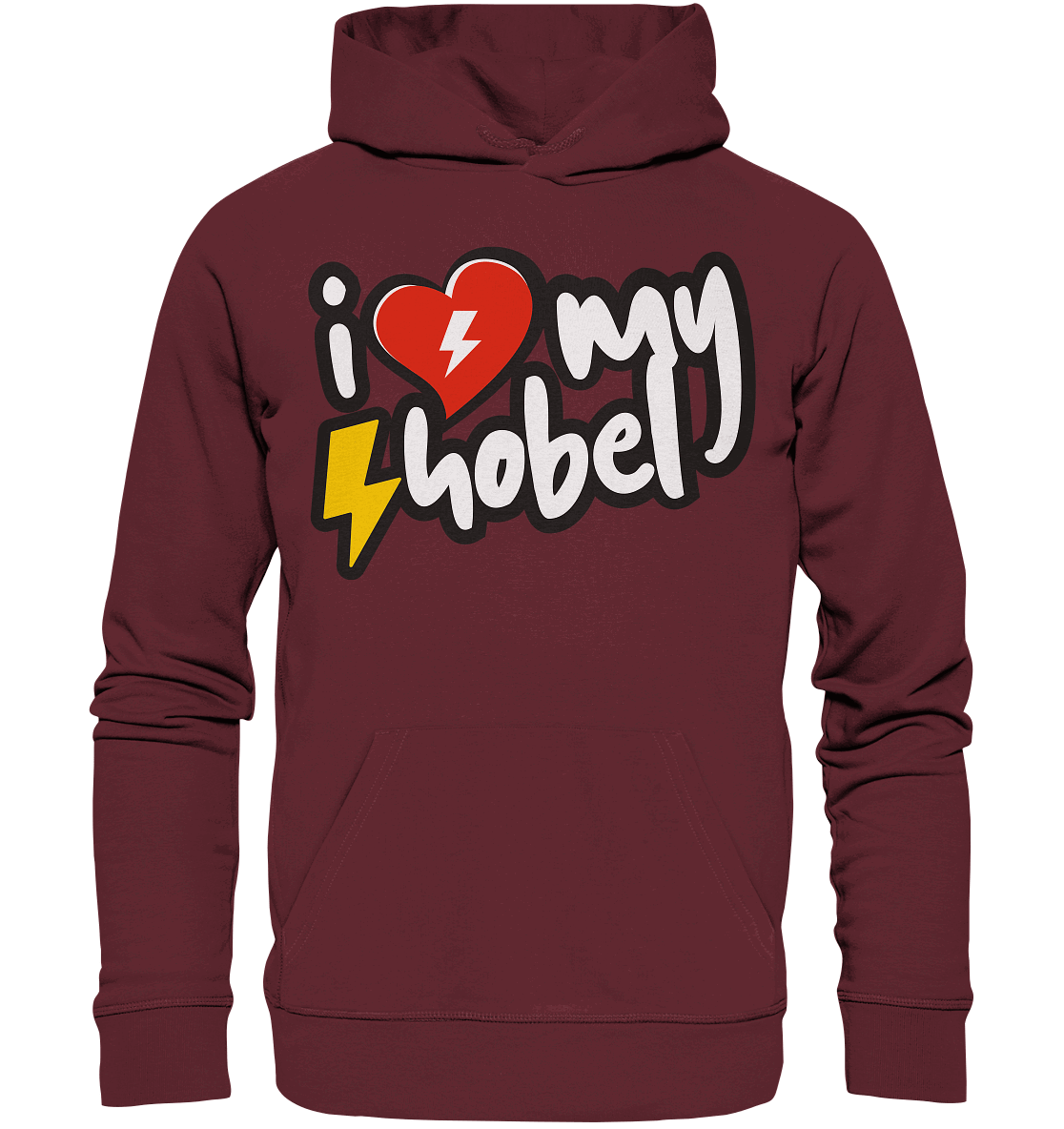 Shirtigo Hoodies Burgundy / XS I Love my Hobel - (Flip Label) - Organic Basic Hoodie E-Bike-Community