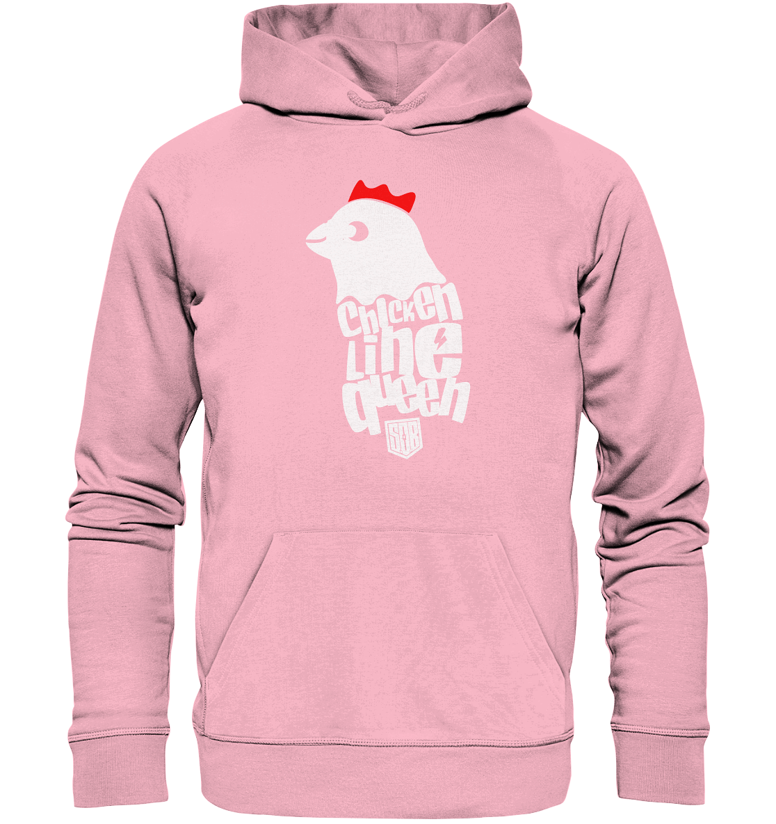 Shirtigo Hoodies Cotton Pink / XS Chicken Line - Queen Weiß - Organic Hoodie E-Bike-Community