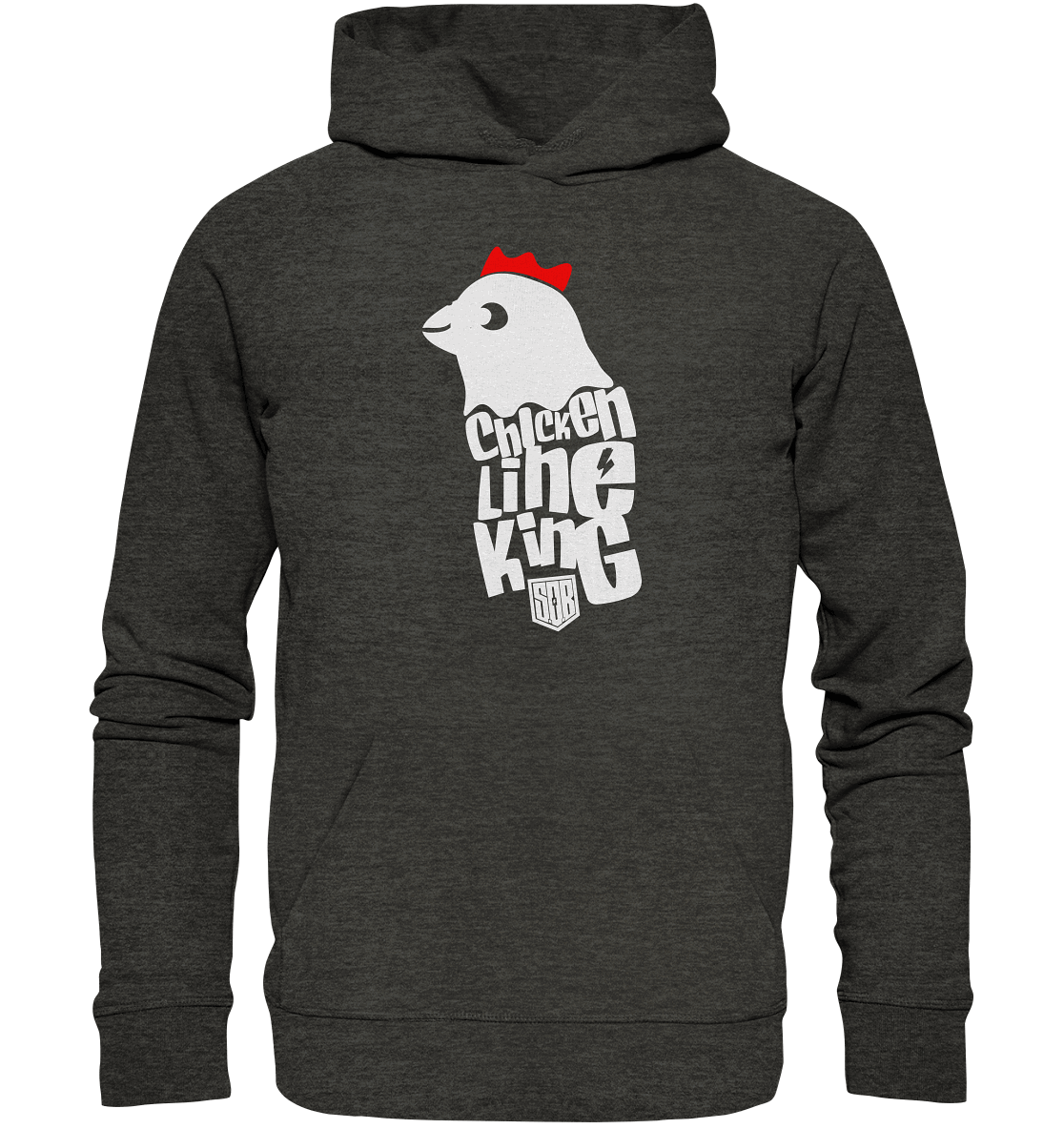 Shirtigo Hoodies Dark Heather Grey / XS Chicken Line - King - Weiß - Organic Basic Hoodie E-Bike-Community