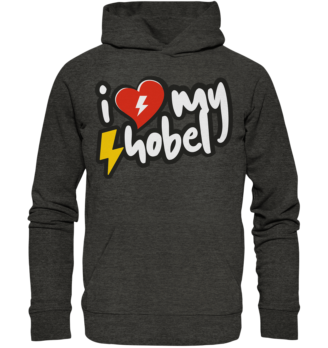 Shirtigo Hoodies Dark Heather Grey / XS I Love my Hobel - (Flip Label) - Organic Basic Hoodie E-Bike-Community