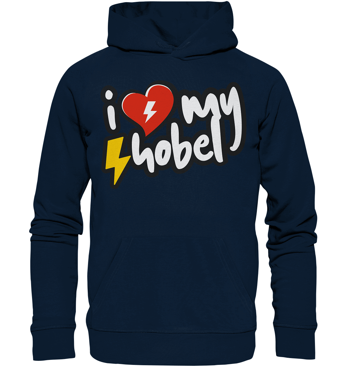 Shirtigo Hoodies French Navy / XS I Love my Hobel - (Flip Label) - Organic Basic Hoodie E-Bike-Community