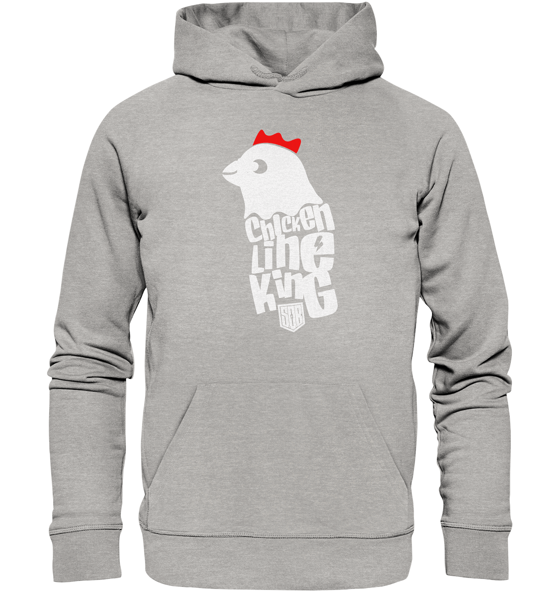 Shirtigo Hoodies Heather Grey / XS Chicken Line - King - Weiß - Organic Basic Hoodie E-Bike-Community