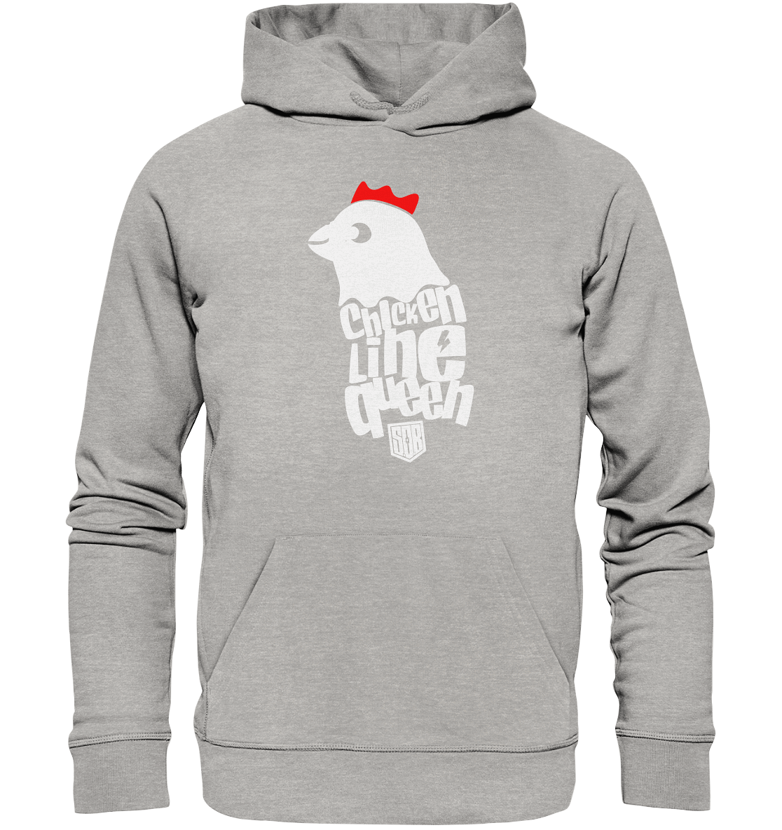 Shirtigo Hoodies Heather Grey / XS Chicken Line - Queen Weiß - Organic Hoodie E-Bike-Community