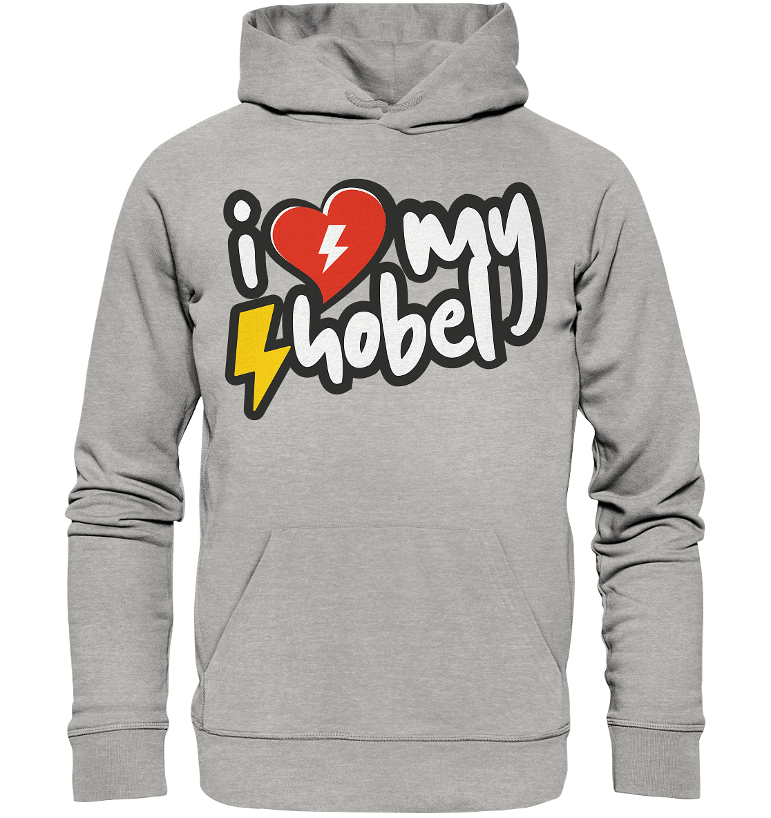 Shirtigo Hoodies Heather Grey / XS I Love my Hobel - (Flip Label) - Organic Basic Hoodie E-Bike-Community