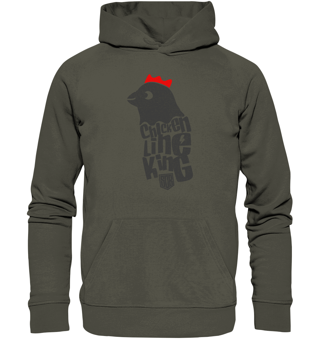 Shirtigo Hoodies Khaki / XS Chicken Line - King  - Organic Basic Hoodie E-Bike-Community