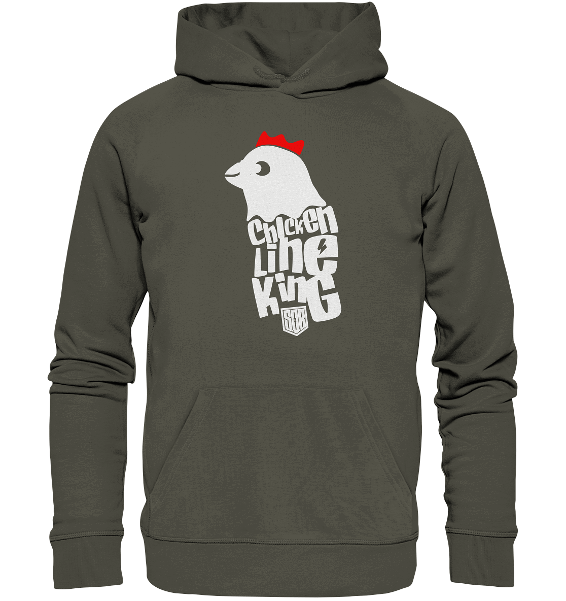 Shirtigo Hoodies Khaki / XS Chicken Line - King - Weiß - Organic Basic Hoodie E-Bike-Community