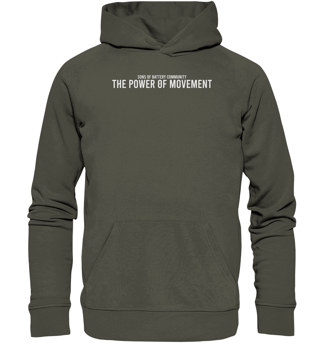 Shirtigo Hoodies Khaki / XS The Power of Movement - Community Slogan - Organic Basic Hoodie E-Bike-Community