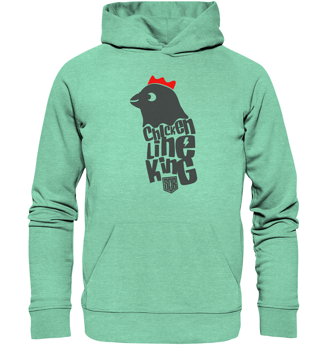 Shirtigo Hoodies Mid Heather Green / XS Chicken Line - King  - Organic Hoodie E-Bike-Community