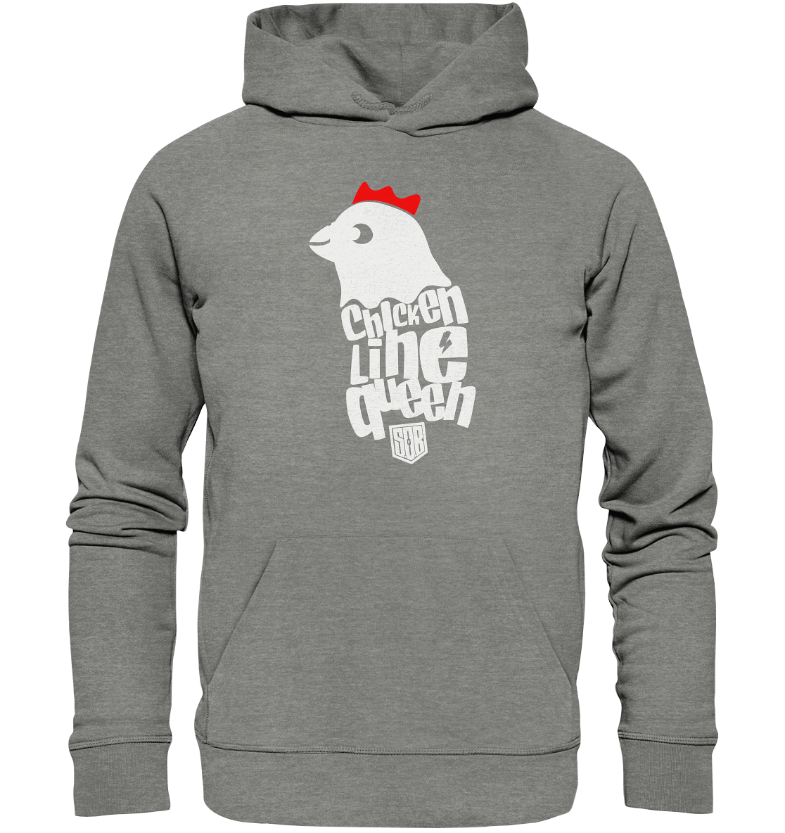 Shirtigo Hoodies Mid Heather Grey / XS Chicken Line - Queen Weiß - Organic Hoodie E-Bike-Community