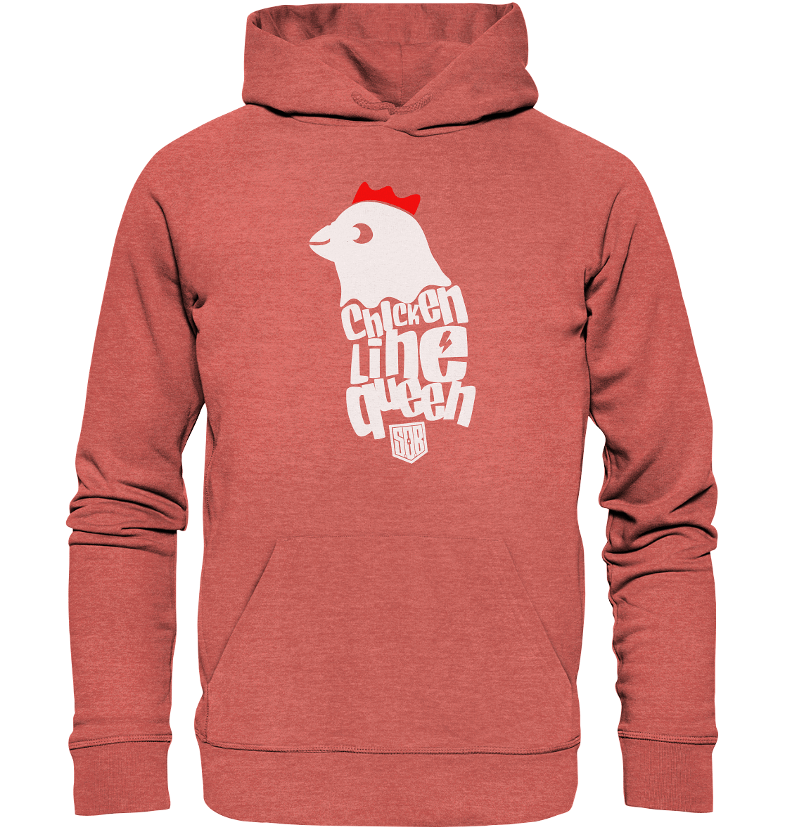 Shirtigo Hoodies Mid Heather Red / XS Chicken Line - Queen Weiß - Organic Hoodie E-Bike-Community