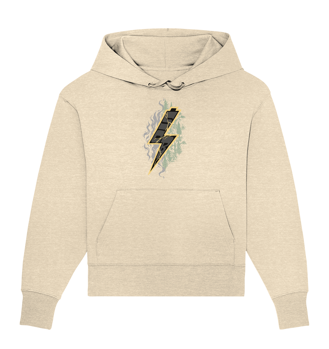 Shirtigo Hoodies Natural Raw / S Sob "Shred or Alive" Front - Organic Oversize Hoodie (Flip Label) E-Bike-Community