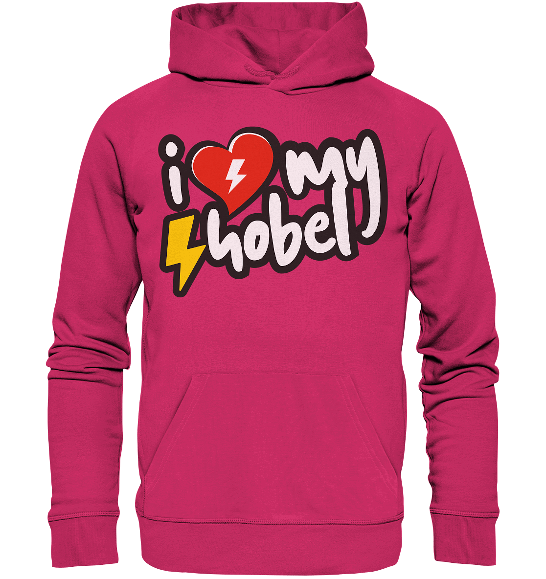 Shirtigo Hoodies Raspberry / XS I Love my Hobel - (Flip Label) - Organic Basic Hoodie E-Bike-Community