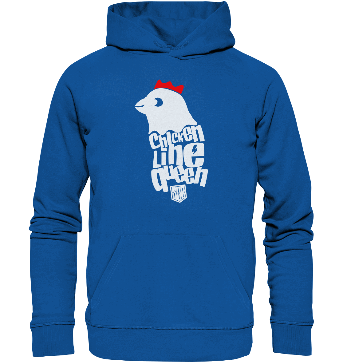 Shirtigo Hoodies Royal Blue / XS Chicken Line - Queen Weiß - Organic Hoodie E-Bike-Community