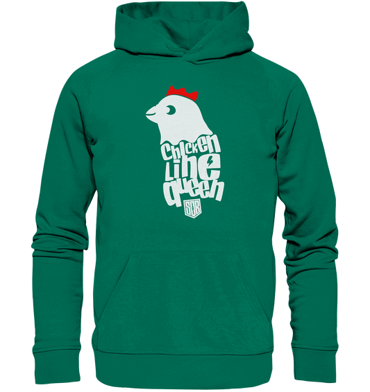 Shirtigo Hoodies Varsity Green / XS Chicken Line - Queen Weiß - Organic Hoodie E-Bike-Community