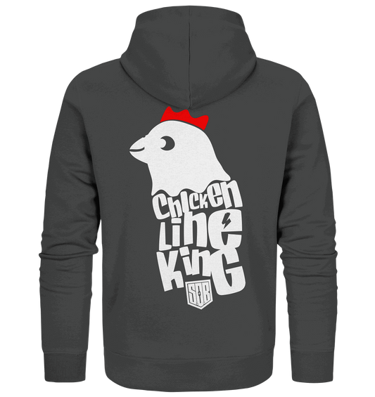 Shirtigo Jacken/ Zipper Anthracite / S Chicken Line - King - Weiß - Organic Zipper E-Bike-Community