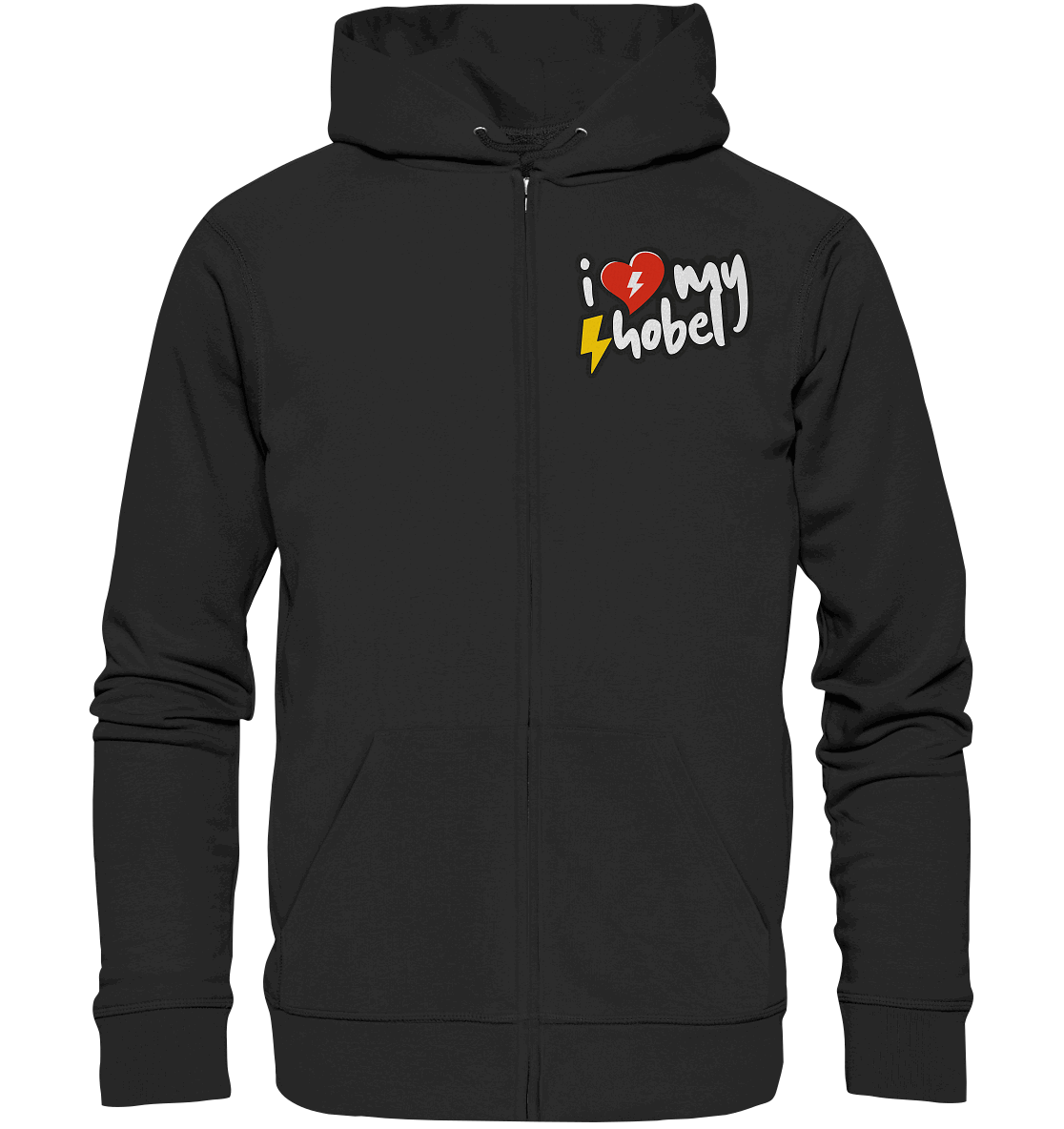 Shirtigo Jacken/ Zipper Black / S I Love my Hobel - (Flip Label) - Organic Zipper E-Bike-Community