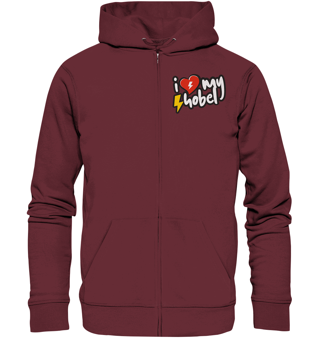 Shirtigo Jacken/ Zipper Burgundy / S I Love my Hobel - (Flip Label) - Organic Zipper E-Bike-Community