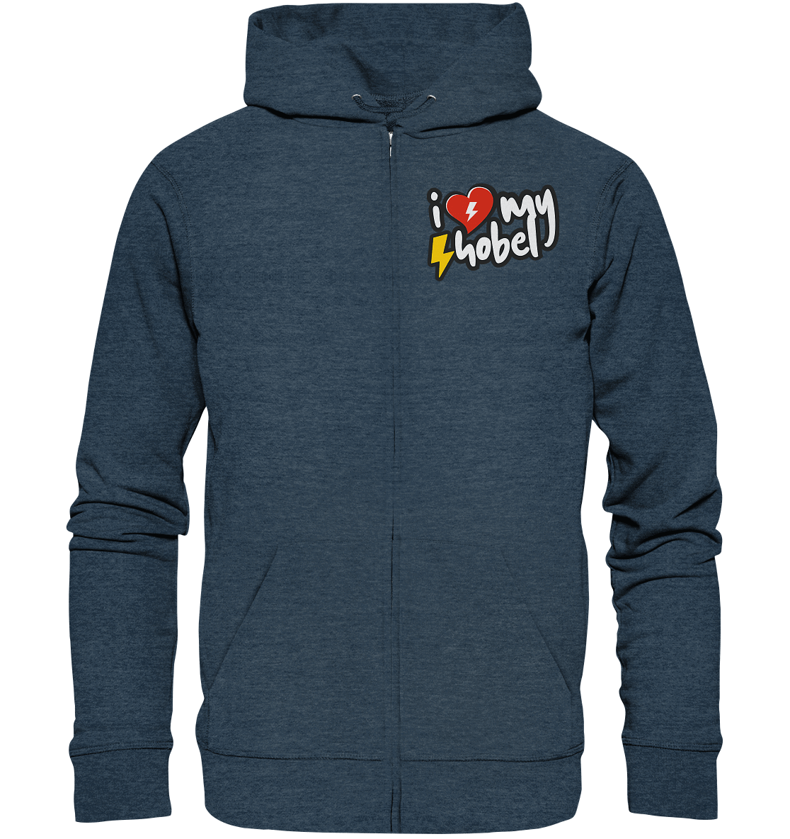 Shirtigo Jacken/ Zipper Dark Heather Blue / S I Love my Hobel - (Flip Label) - Organic Zipper E-Bike-Community