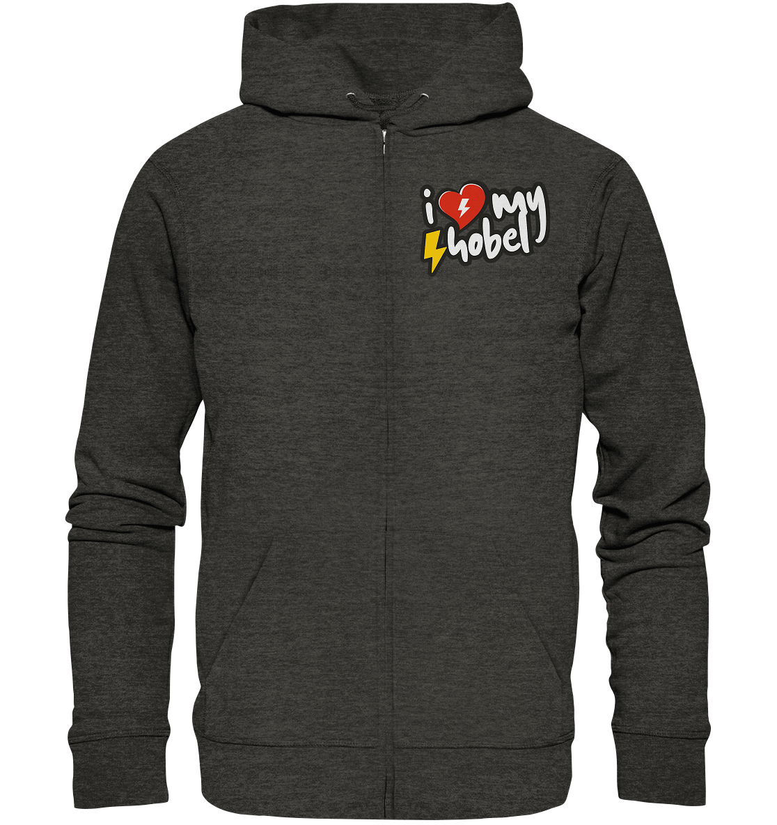 Shirtigo Jacken/ Zipper Dark Heather Grey / S I Love my Hobel - (Flip Label) - Organic Zipper E-Bike-Community