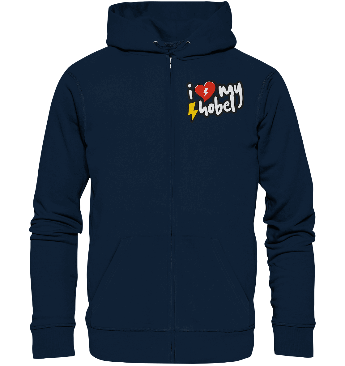 Shirtigo Jacken/ Zipper French Navy / S I Love my Hobel - (Flip Label) - Organic Zipper E-Bike-Community