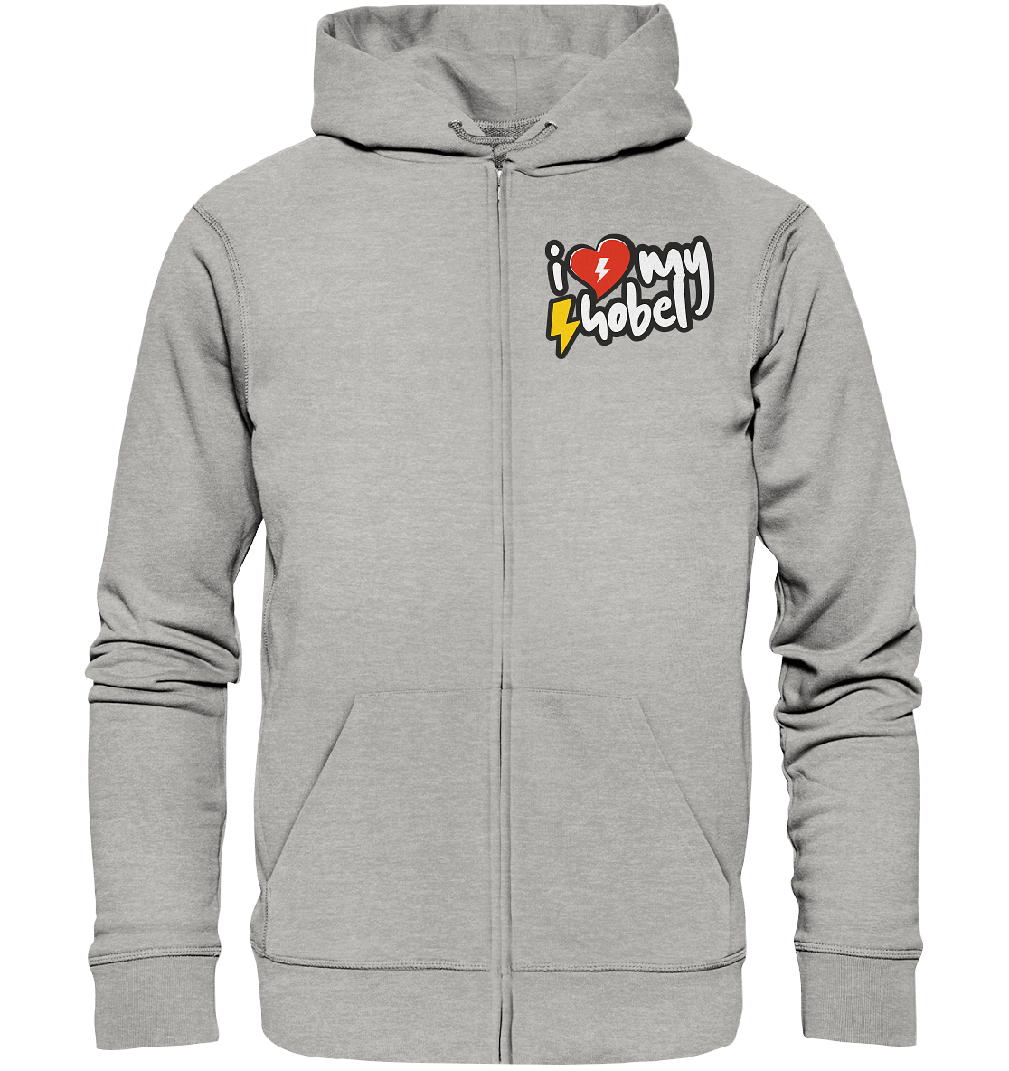 Shirtigo Jacken/ Zipper Heather Grey / S I Love my Hobel - (Flip Label) - Organic Zipper E-Bike-Community