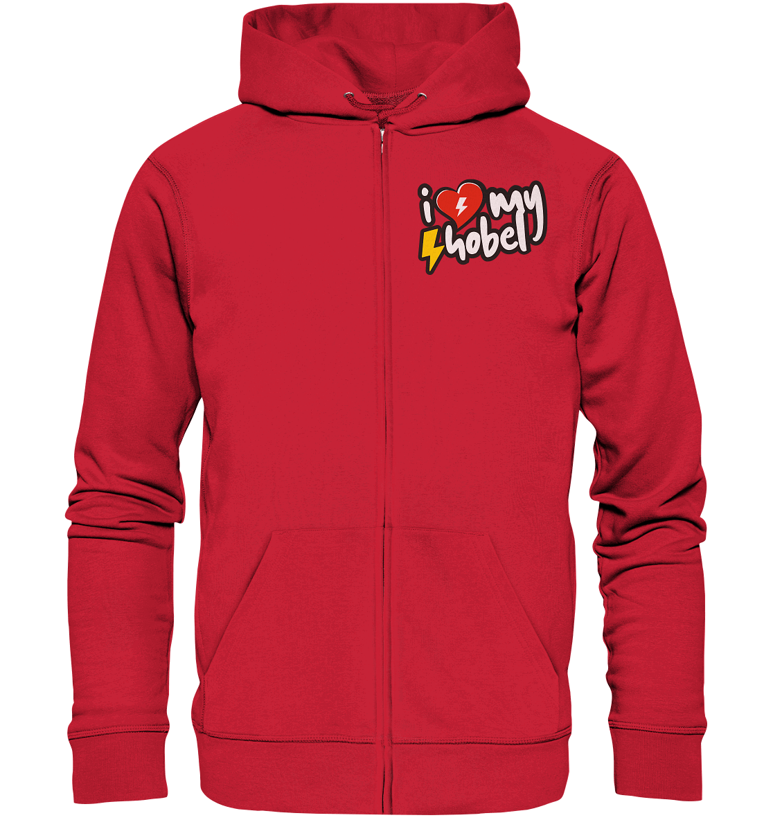 Shirtigo Jacken/ Zipper Red / S I Love my Hobel - (Flip Label) - Organic Zipper E-Bike-Community