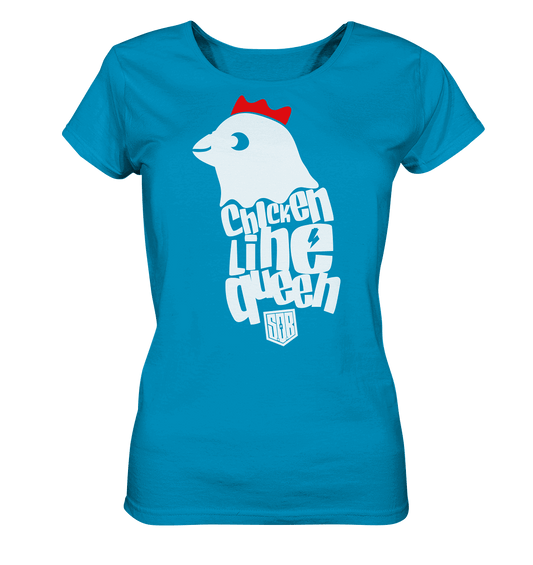 Shirtigo Lady-Shirts Azur / S Chicken Line - Queen Weiß - Ladies Organic Shirt E-Bike-Community