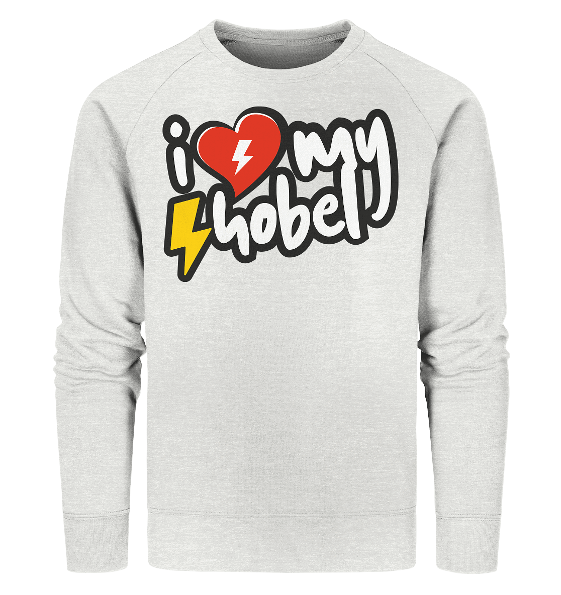 Shirtigo Sweatshirts Cream Heather Grey / XS I Love my Hobel - (Flip Label) - Organic Sweatshirt E-Bike-Community