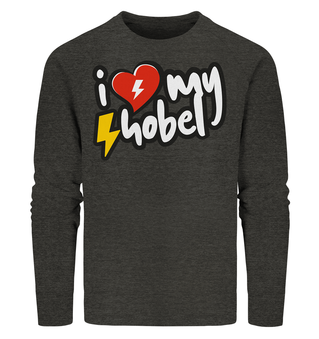 Shirtigo Sweatshirts Dark Heather Grey / XS I Love my Hobel - (Flip Label) - Organic Sweatshirt E-Bike-Community