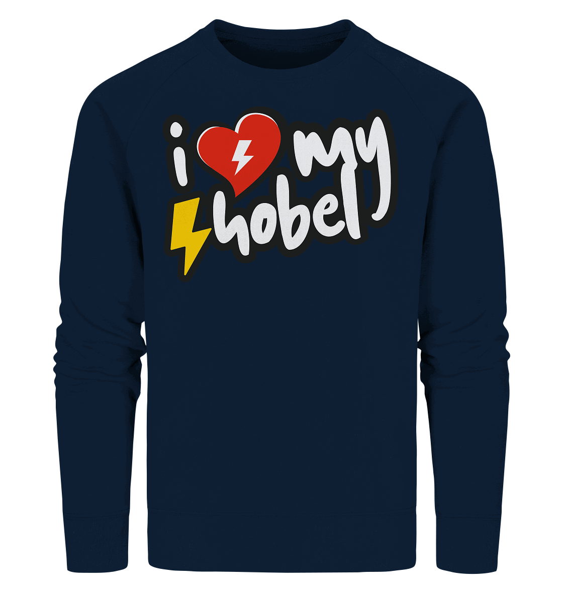 Shirtigo Sweatshirts French Navy / XS I Love my Hobel - (Flip Label) - Organic Sweatshirt E-Bike-Community