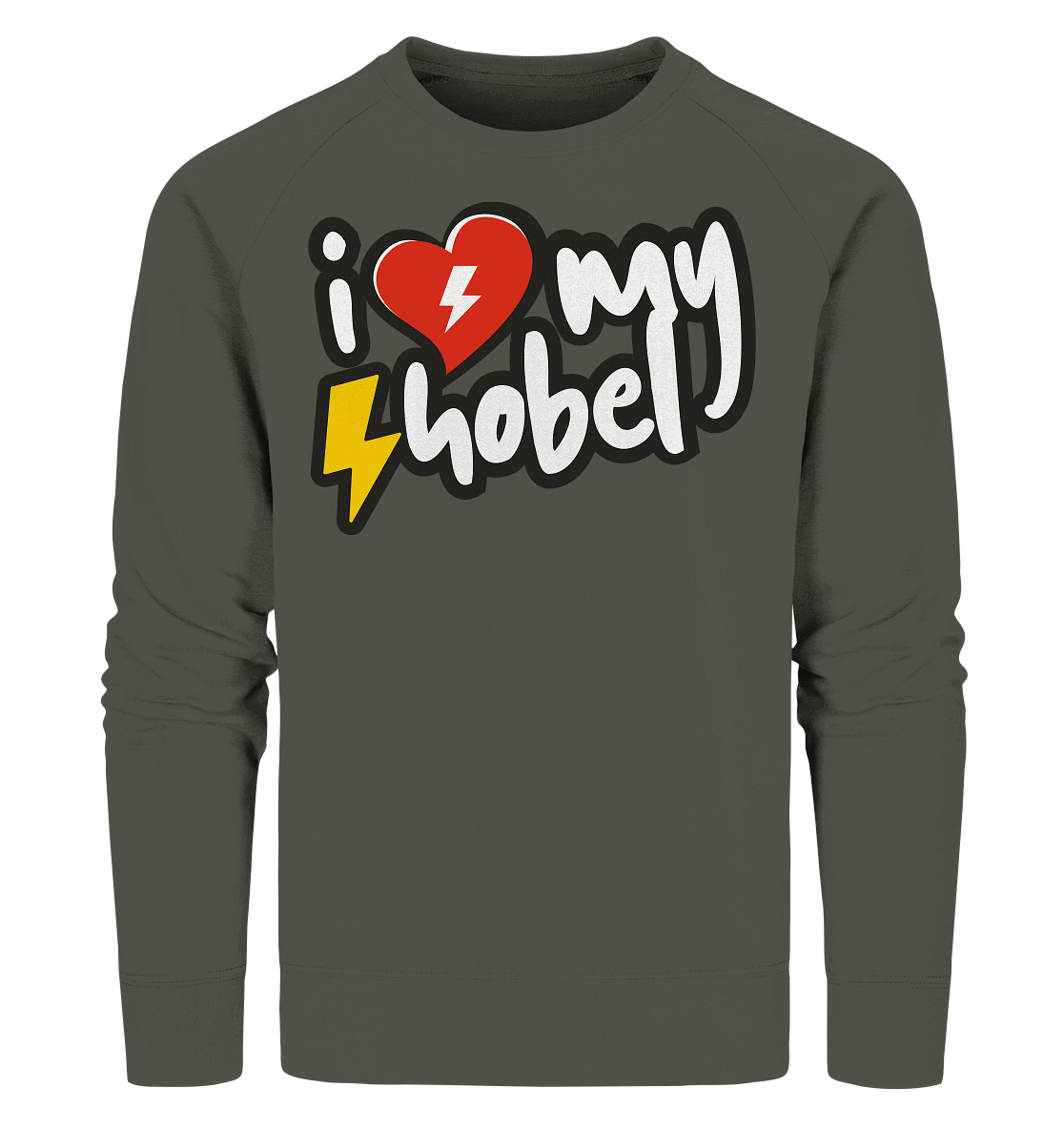 Shirtigo Sweatshirts Khaki / XS I Love my Hobel - (Flip Label) - Organic Sweatshirt E-Bike-Community