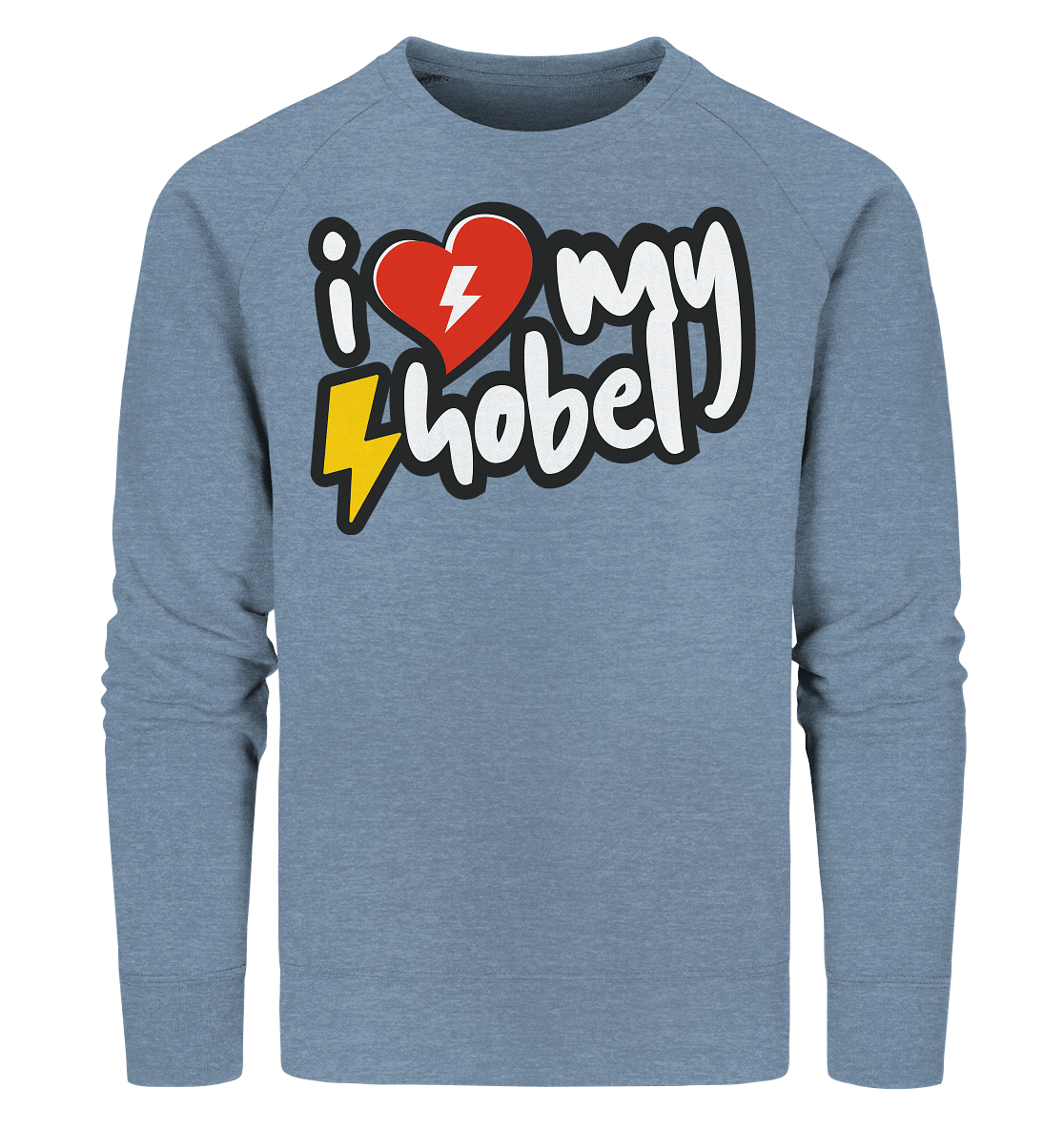 Shirtigo Sweatshirts Mid Heather Blue / XS I Love my Hobel - (Flip Label) - Organic Sweatshirt E-Bike-Community