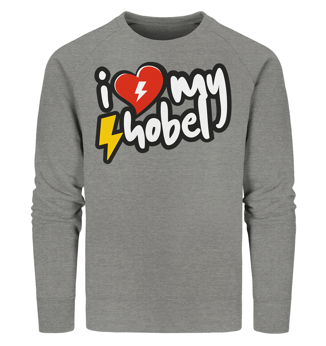 Shirtigo Sweatshirts Mid Heather Grey / XS I Love my Hobel - (Flip Label) - Organic Sweatshirt E-Bike-Community